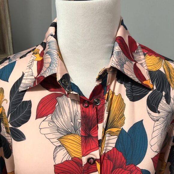 NWT Anatomie Cassie Secret Garden Pink Floral UV Protection Shirt Dress Sz Small - Picture 9 of 14